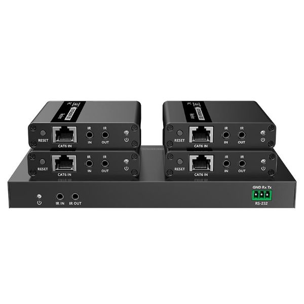 Picture of 1-In-4-Out 4K@30Hz HDMI Extender. 1x HDMI 4x RJ45 out Compatible w/ CAT6/6a/7 Cables