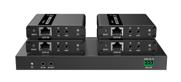 Picture of 1-In-4-Out 4K@30Hz HDMI Extender. 1x HDMI 4x RJ45 out Compatible w/ CAT6/6a/7 Cables