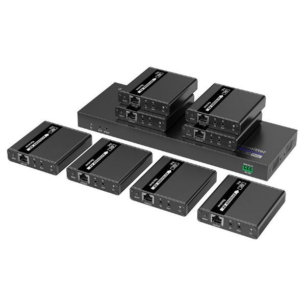 Picture of 1-In-8-Out 4K@30Hz HDMI Extender. 1x HDMI 8x RJ45 out Compatible w/ CAT6/6a/7 Cables