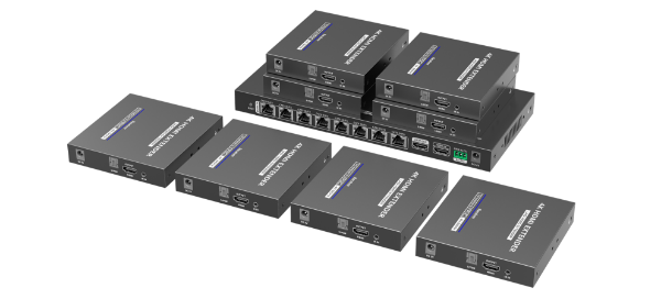 Picture of 1-In-8-Out 4K@60Hz HDMI Extender. 1x HDMI 8x RJ45 out Compatible w/ CAT6/6a/7 Cables