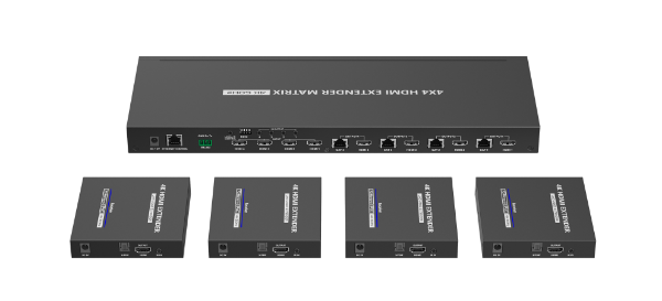 Picture of 4-In-4-out HDMI Extender Kit Matrix Switch. Includes 1x 4-Port Transmitter