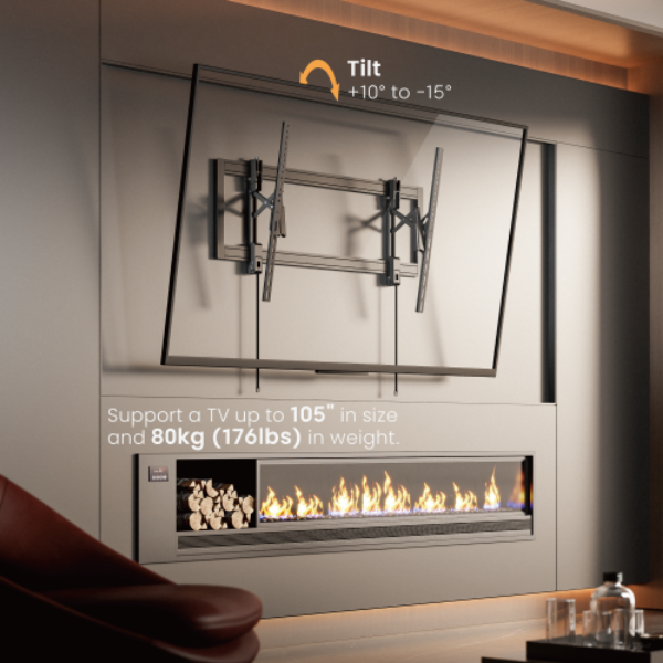 Picture of 55''-105'' Tilt Heavy-Duty TV Wall Mount Bracket Anti-Theft Locking Hole (Padlock NOT Inc)