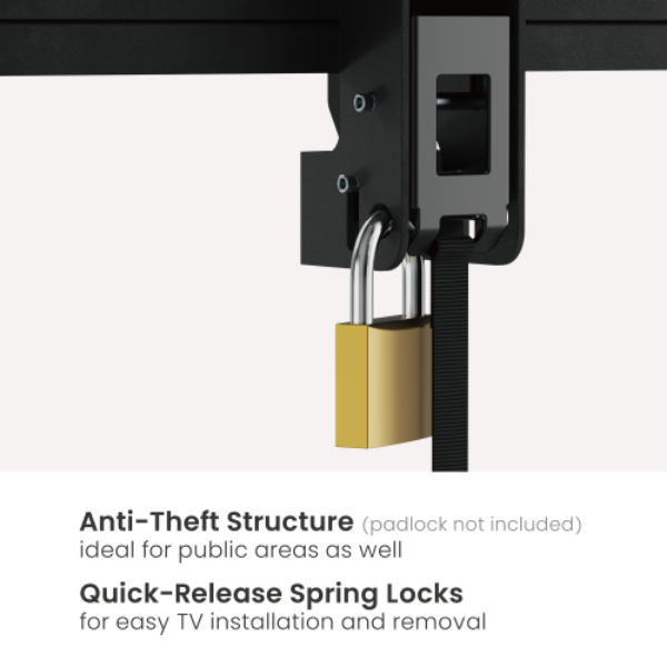 Picture of 55''-105'' Tilt Heavy-Duty TV Wall Mount Bracket Anti-Theft Locking Hole (Padlock NOT Inc)