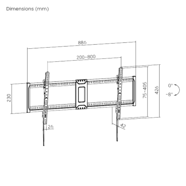 Picture of 43''-95'' Tilt Slim TV Wall Mount Supports Up to 75Kgs Automatic Spring Locks
