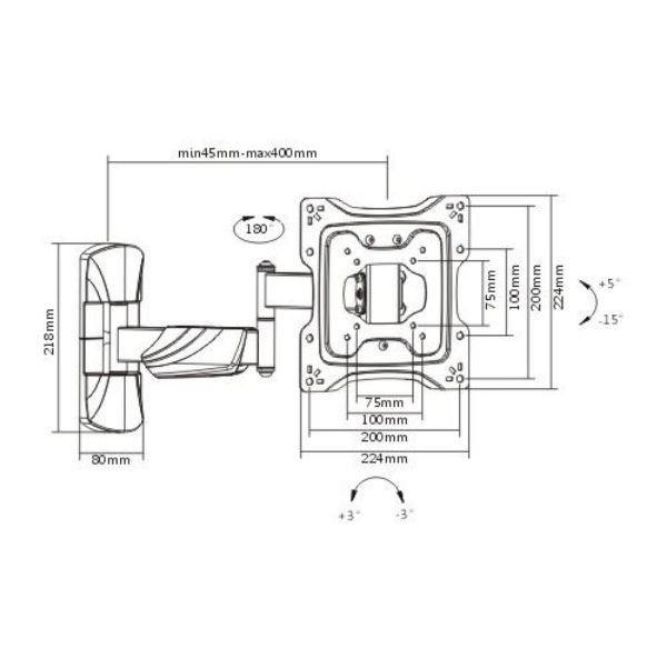 Picture of 23''-43'' Full Motion TV Wall Bracket Tilt & Swivel VESA Support