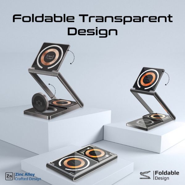 Picture of 3-in-1 Foldable 15W MagSafe Charging Station. 3W Apple Watch Charger