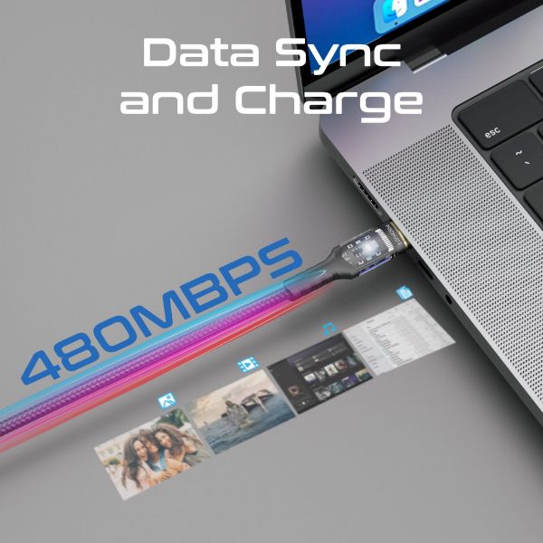 Picture of 1.2m USB-C to USB-C Ultra-Fast 100W PD Cable w/ Transparent Connectors.