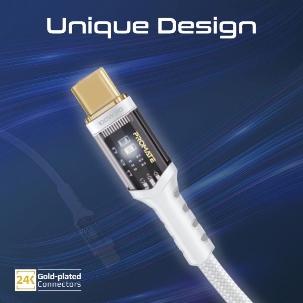 Picture of 1.2m USB-C to USB-C Ultra-Fast 100W PD Cable w/ Transparent Connectors.