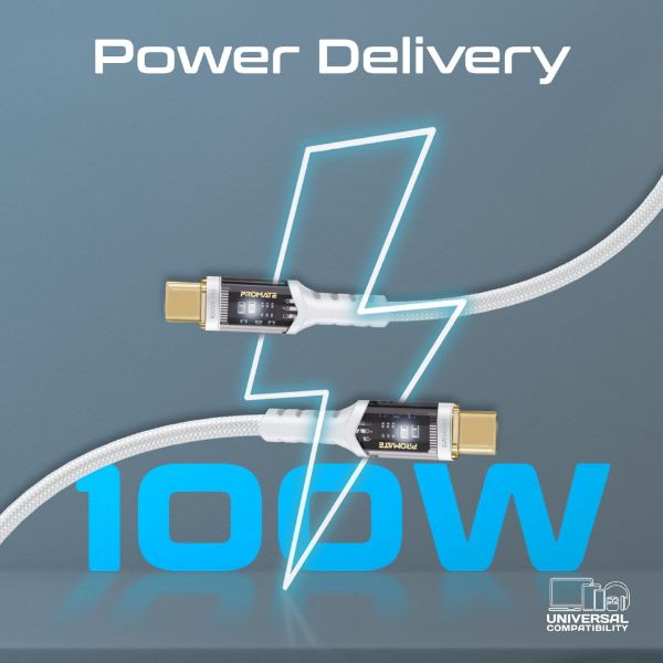 Picture of 2m USB-C to USB-C Ultra-Fast 100W PD Cable w/ Transparent Connectors