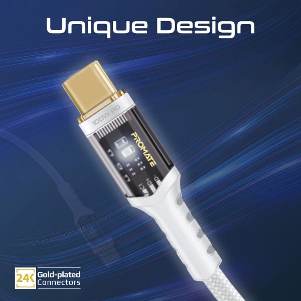 Picture of 2m USB-C to USB-C Ultra-Fast 100W PD Cable w/ Transparent Connectors