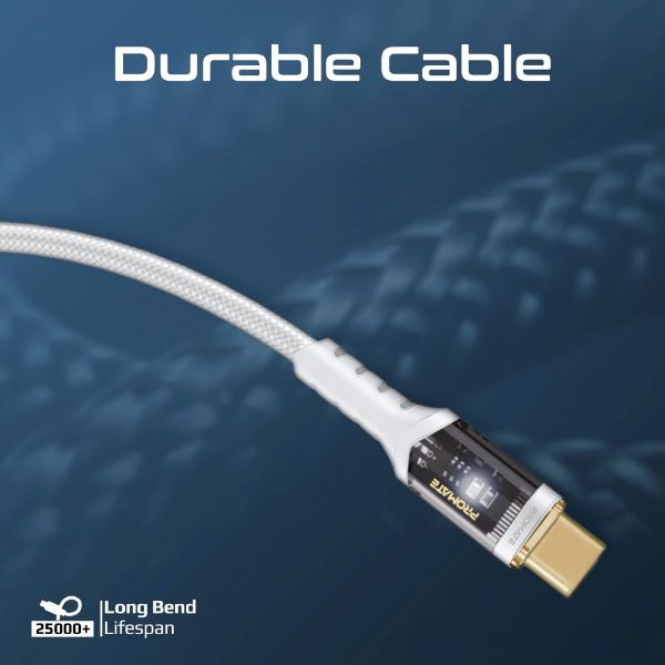 Picture of 2m USB-C to USB-C Ultra-Fast 100W PD Cable w/ Transparent Connectors