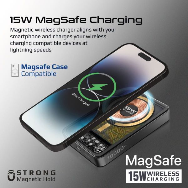 Picture of 10000mAh Power Bank w/ Transparent Magsafe 15W Wireless Charging