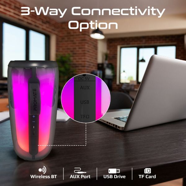 Picture of 8W Wireless HD Bluetooth Portable Speaker LED Lighting. Built-in 2200mAh Battery