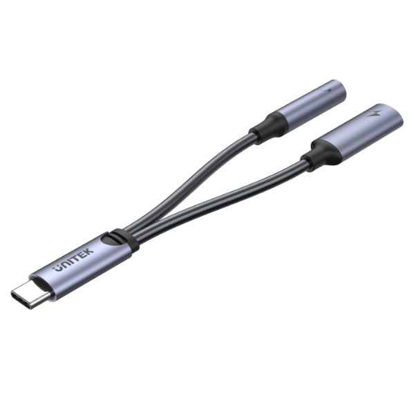 Picture of 2-in-1 USB-C to 3.5mm Audio Jack & USB-C Charging Connect up to 60W Fast Charging.