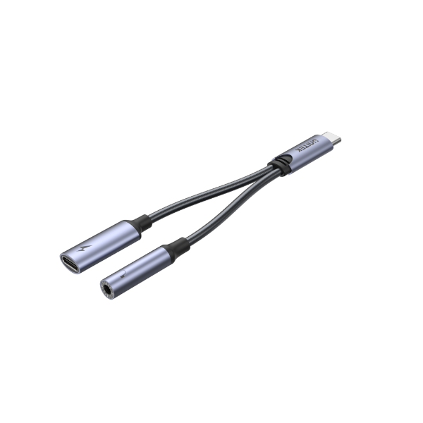 Picture of 2-in-1 USB-C to 3.5mm Audio Jack & USB-C Charging Connect up to 60W Fast Charging.