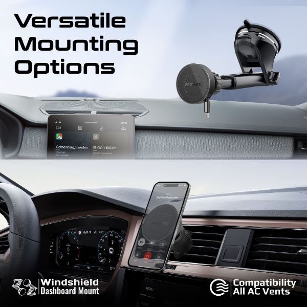 Picture of 15W MagSafe Compatible Incar Phone Wireless Charger Retractable 1m USB-C Connector