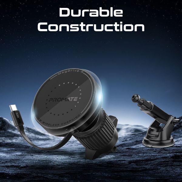 Picture of 15W MagSafe Compatible Incar Phone Wireless Charger Retractable 1m USB-C Connector