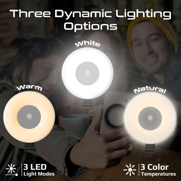 Picture of Ultra-Slim LED MagSafe Rechargeable Ring Light. 3 LED Modes 180 Degree Angle