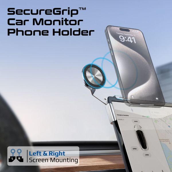 Picture of SecureGrip Cradleless Magnetic Smartphone Holder on Car Monitor