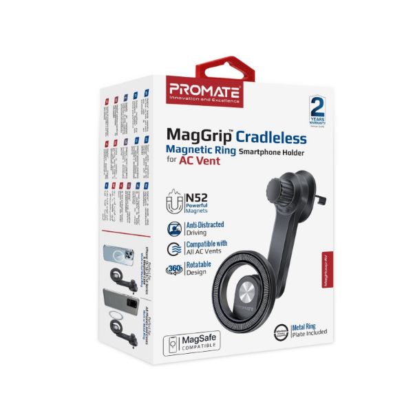 Picture of MagGrip 360 Cradleless AC Vent Magnetic Ring phone Holder. Designed for AC Vent