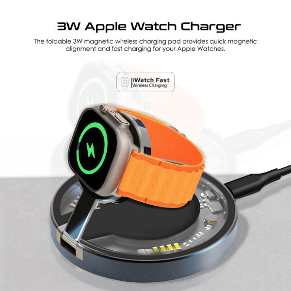 Picture of 2-in-1 Pocket-Sized 15W Magsafe Wireless Charging Station. 3W Apple Watch