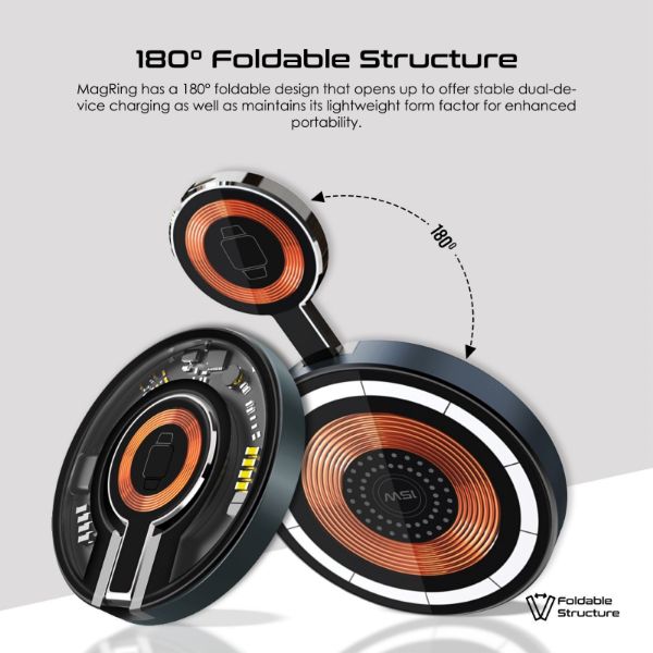 Picture of 2-in-1 Pocket-Sized 15W Magsafe Wireless Charging Station. 3W Apple Watch