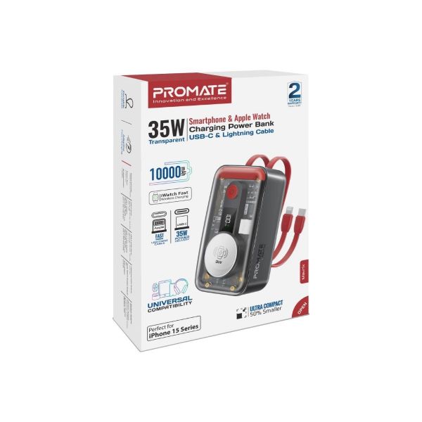Picture of 10000mAh 4-in-1 Smartphone & Apple Watch Charging Dual USB-C & Lightning Cable
