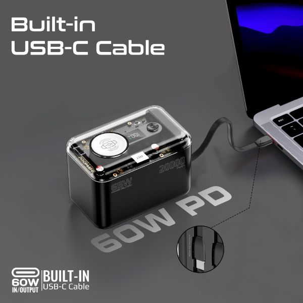 Picture of 20000mAh 4-in-1 Smartphone & Apple Watch Power Bank Dual USB-C & Lightning Cable