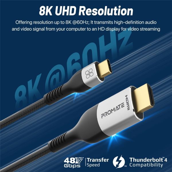 Picture of 1.8m USB-C to HDMI Cable up to 8K@60Hz UHD Res & 48Gbps Data Transfer Speed