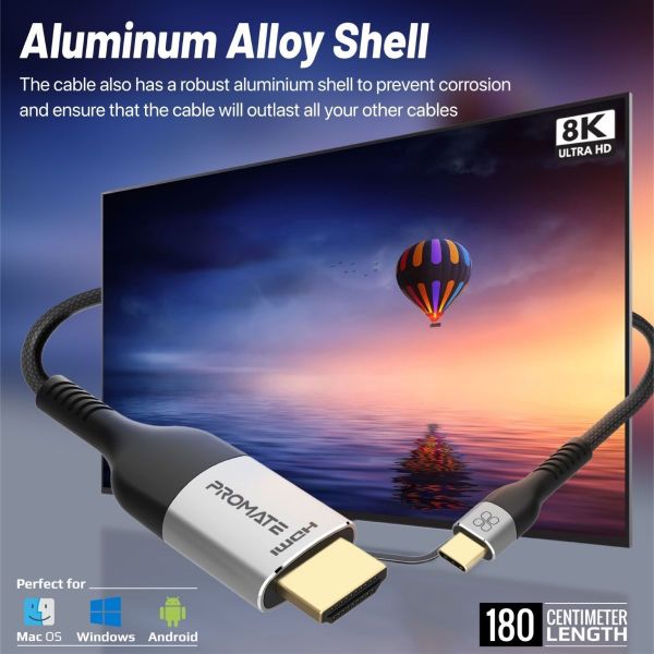 Picture of 1.8m USB-C to HDMI Cable up to 8K@60Hz UHD Res & 48Gbps Data Transfer Speed
