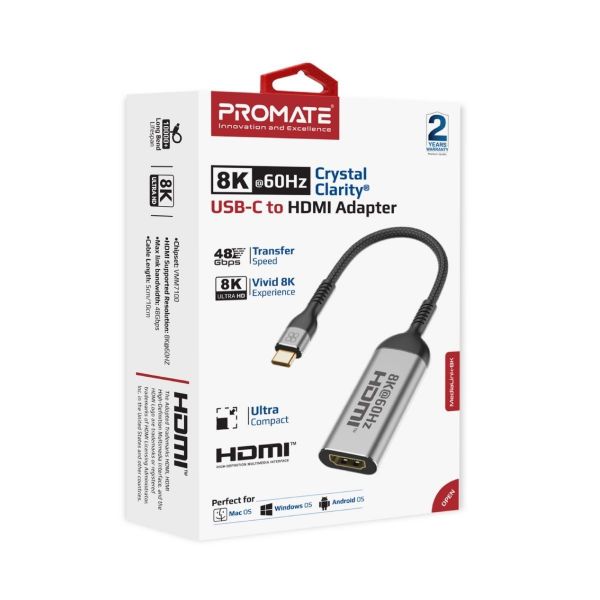Picture of USB-C to HDMI Adapter Supports up to 8K@60Hz HD Res. Sturdy Aluminium Casing