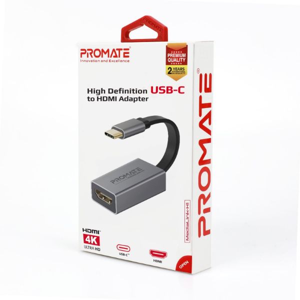 Picture of USB-C to HDMI Adapter. Supports up to 4K@30Hz. Plug & Play. Input: USB-C Output: