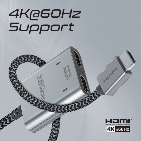 Picture of 2-in-1 HDMI Splitter w/ 1m Cable & Dual HDMI Outputs Supports up to 4K@60Hz UHD Res