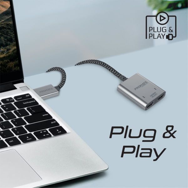 Picture of 2-in-1 HDMI Splitter w/ 1m Cable & Dual HDMI Outputs Supports up to 4K@60Hz UHD Res