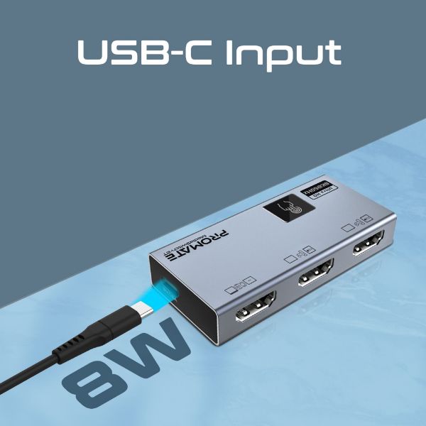 Picture of HDMI Switch w/ Smart Touch Control. 1x HDMI Output Port. 2x HDMI Input