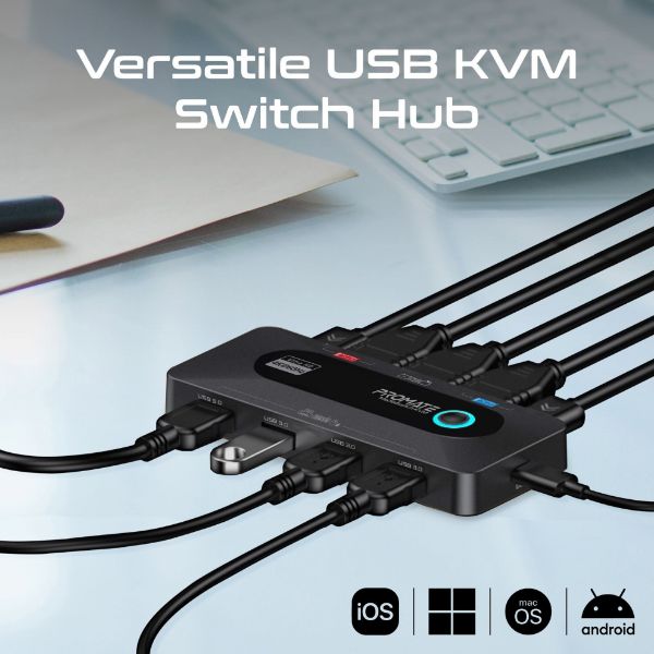 Picture of KVM Switch w/ 4x USB-A 3.0 5Gbps Outputs & 4x HDMI 4K@60Hz Ports