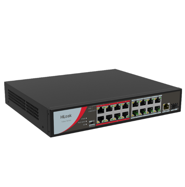 Picture of 16 Port 10/100 Fast Ethernet Unmanaged POE Switch w/ 130W 16x 100Mbps PoE & 1x 100Mbps