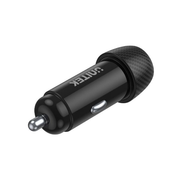 Picture of 38W Car Charger w/ Dual USB Ports. 1 x USB-C up to 20W Power Delivery 1 x USB-A