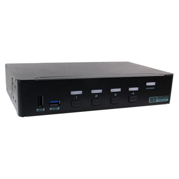 Picture of 4 Port USB-A KVM Switch w/ Audio & Hotkey Control. 4 Computers Share Up to 4x USB