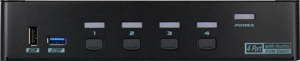 Picture of 4 Port USB-A KVM Switch w/ Audio & Hotkey Control. 4 Computers Share Up to 4x USB