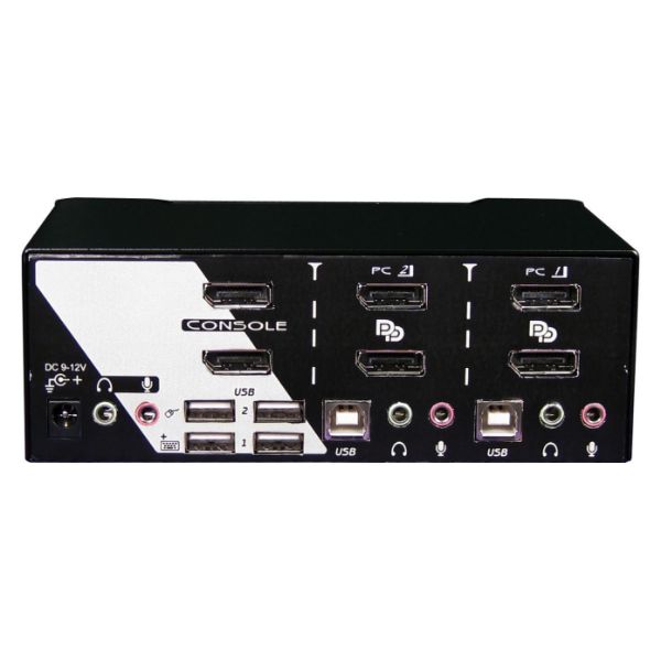 Picture of 2 Port Dual DisplayPort USB KVM Switch w/ Audio. Dual DisplayPort Max res. 4K60Hz.