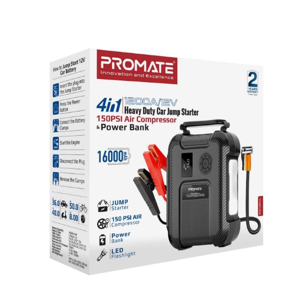 Picture of 4in1 1200A/12V Heavy Duty Car Jump Starter & Air Compres 16000mAh Power Bank 150PSi Air