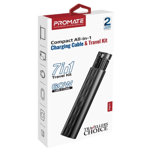 Picture of Compact All-in-1 Multi Charging Cable & Travel Kit Includes USB-C to Lightning