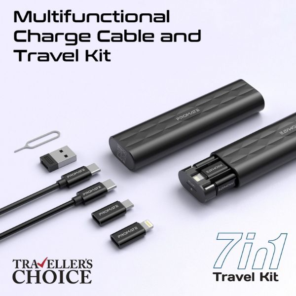 Picture of Compact All-in-1 Multi Charging Cable & Travel Kit Includes USB-C to Lightning