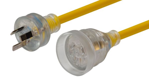 Picture of 15M 240v Heavy Duty Power Extension Lead (3 Core 1.0mm) Power-On LED in Clear Moulded