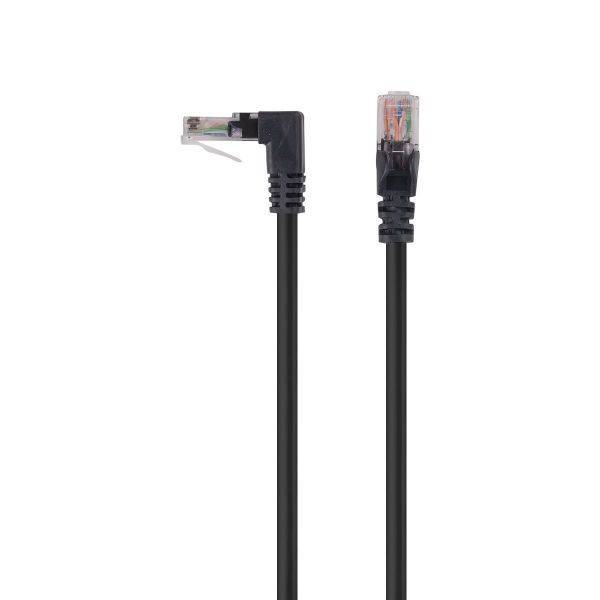 Picture of 1.5m Cat6 Black UTP Right Angled Patch Lead T568A 250MHz 24AWG Unshielded Plug.