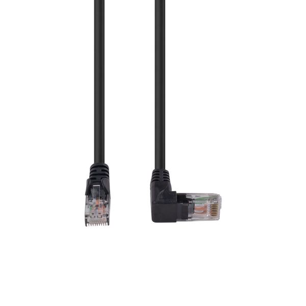Picture of 5m Cat6 Black UTP Right Angled Patch Lead T568A 250MHz 24AWG Unshielded Plug.