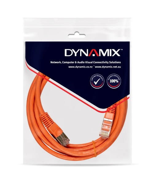 Picture of 3m Cat6A S/FTP Orange 10G Patch Lead 26AWG 500MHz Shielded Plug. Cat6 Augmented