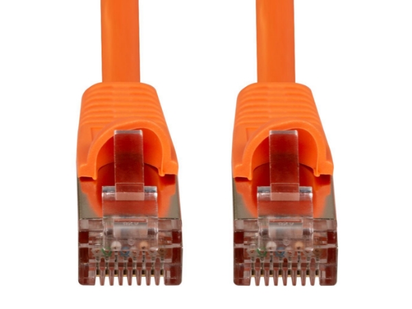 Picture of 0.3m Cat6A S/FTP Orange 10G Patch Lead 26AWG 500MHz Shielded Plug. Cat6 Augmented