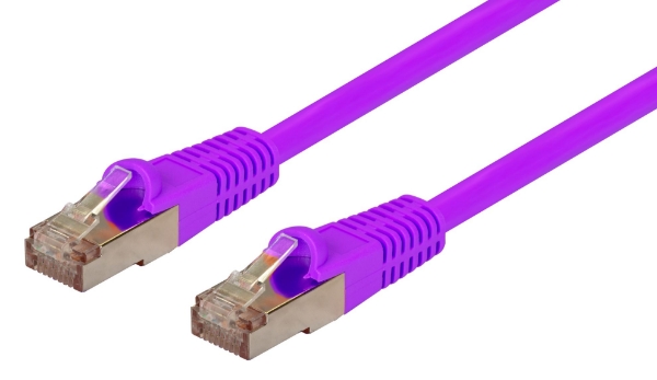 Picture of 3m Cat6A S/FTP Purple 10G Patch Lead 26AWG 500MHz Shielded Plug. Cat6 Augmented